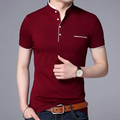 Liseaven T-Shirt Cotton Men Mandarin Collar basic tshirt male short sleeve shirt Brand New Tops&Tees T Shirt