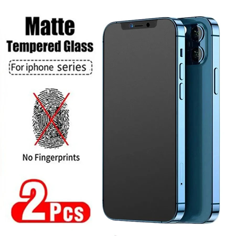 2PCS Matte HD Screen Protector For iPhone 11 12 13 14 15 Pro Max Tempered Glass For iPhone X XS MAX XR 14 15 Plus Glass Film