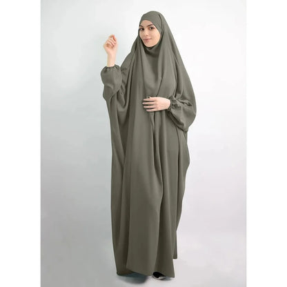 10 Colors Muslim Robe One Piece Solid Color Long Dress Ramadan Prayer Hijab Gilbab Women Hooded Veil Islam Dubai