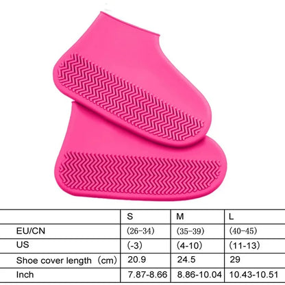 1 Pair Silicone WaterProof Shoe Covers Lip-resistant Rubber Rain Boot Rain Gear Overshoes Accessories for Outdoor Rainy Day