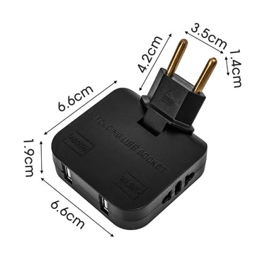 180 Degree Rotatable EU Plug Socket Converter 4 Port US To EU Travel Adapters with 2 USB Ports Electrical Socket AC Outlet