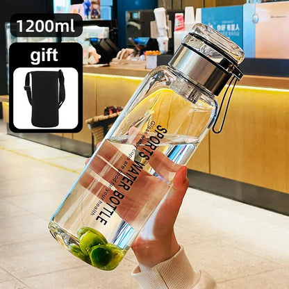 2L Large Capacity Glass Water Bottle Transparent Milk Juice Cup Outdoor Portable Leakproof Drinkware Tea Water Glass Bottle 2L