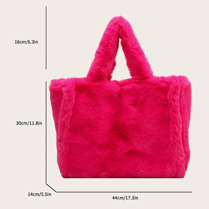 Winter Faux Fur Plush Tote Bag Women's Bag Letter Designer Large Capacity Handbag Shoulder Bag Purses Female Satchel Bags Bolsas