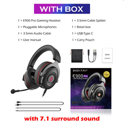 EKSA Gaming Headset Gamer Wired PC USB 3.5mm XBOX/ PS4 Headphone with Microphone 7.1 Surround Sound For Computer Laptop