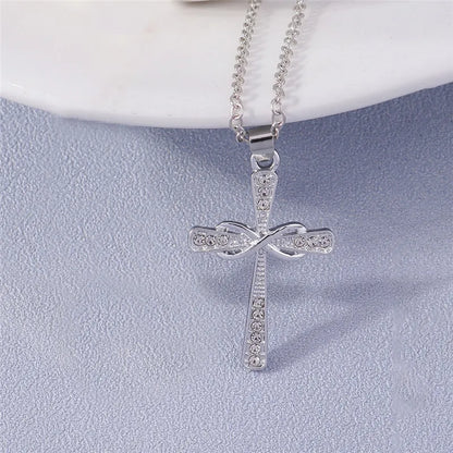 Fashion Cross Necklace for Women Men Gold Silver Color Dazzling Crystal Jesus Crucifix Necklace Christian Jewelry Wholesale