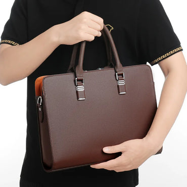 DUTRIEUX Business Leather Men Briefcase For Husband Shoulder Bag Man 14" 15" Laptop Briefcases Bags Large Capacity Men's Handbag