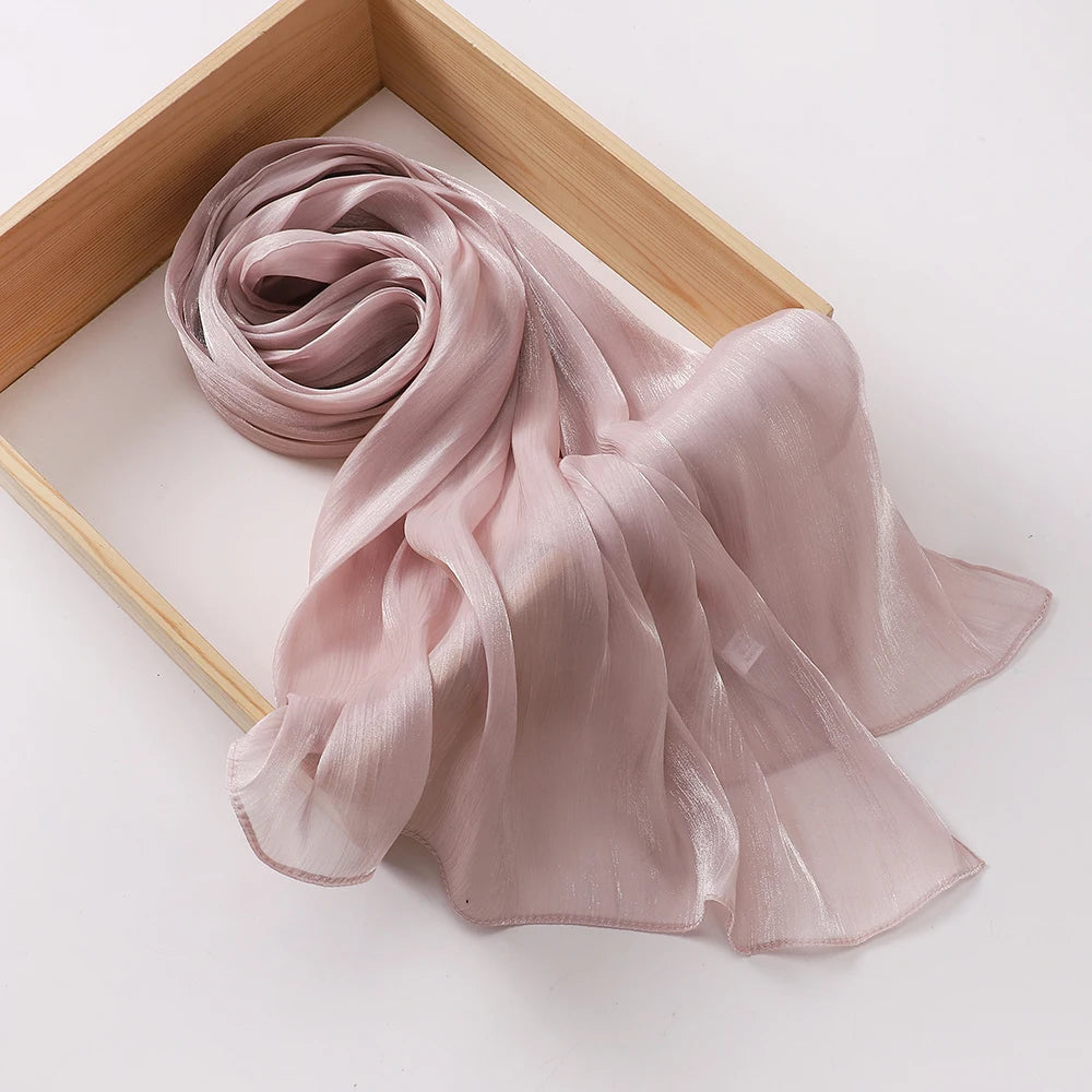 Hotsale Light Weight Plain Shimmery Chiffon Crepe Crinkle Shawl Malaysia Solid Color Glitter Shiny Shimmer Hijab Scarf Women