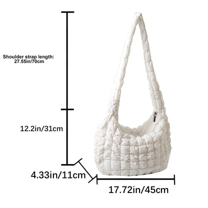 Beg Selempang Berlapis Empuk Baharu untuk Wanita Beg Bahu Awan Berlipat Bubbles Beg Tangan Berbentuk Baldi Tote Besar Beg Tangan Ruched 