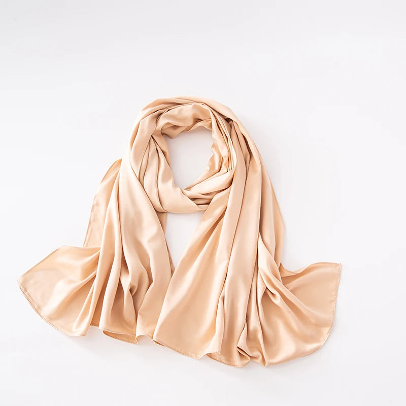 Cheap Plain Long Satin Polyester Scarves Matte Feeling Solid Women Scarf Soft Malaysia Women Shawl Big discount Muslim Hijab