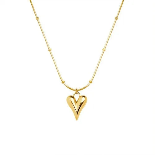 Simple Double Heart Pendant Necklace for Women Couple Zinc Alloy Choker Gold Color Chain Wedding Party Friends Jewelry Gift