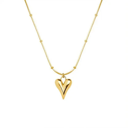 Simple Double Heart Pendant Necklace for Women Couple Zinc Alloy Choker Gold Color Chain Wedding Party Friends Jewelry Gift