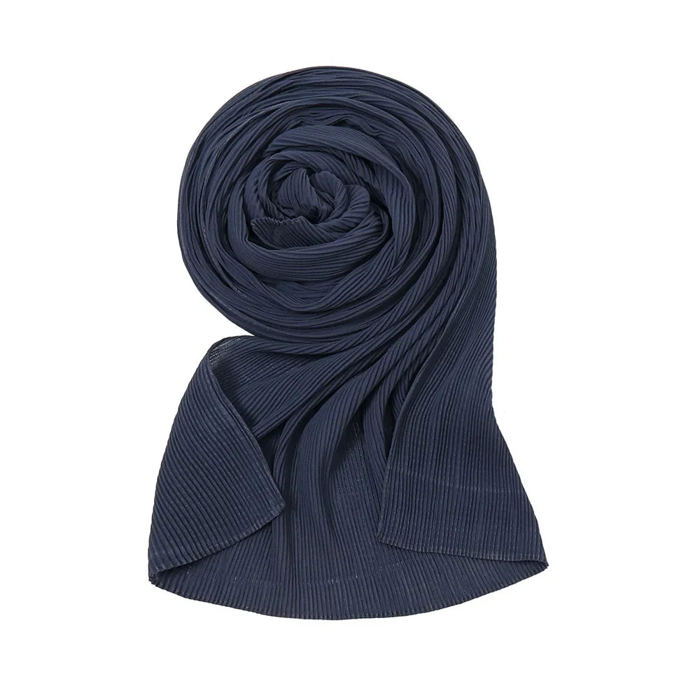 Big Size Pleated Chiffon Hijab Scarf for Muslim Women Turban Pashmina Shawls and Scarves Women Bandana Headband Hijabs Headscarf