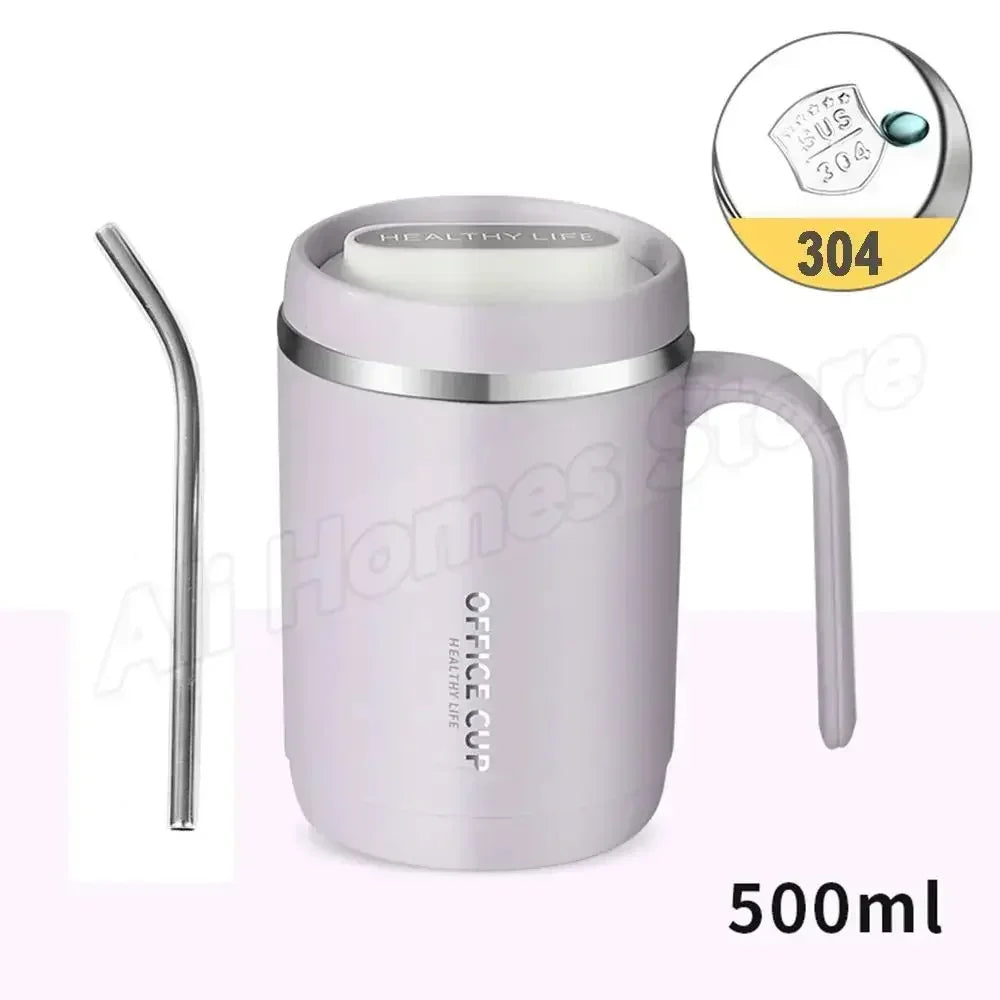 Thermal Coffee Cup to Carry 500ml Thermos Coffee with Straw Stainless Steel Mug with Lid Bottle for Coffee Mugs Thermal Mug