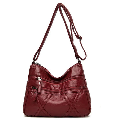 High Quality Women's Soft Leather Shoulder Bags Multi-Layer Vintage Crossbody Bag Luxury Designer Female Handbag and Purse