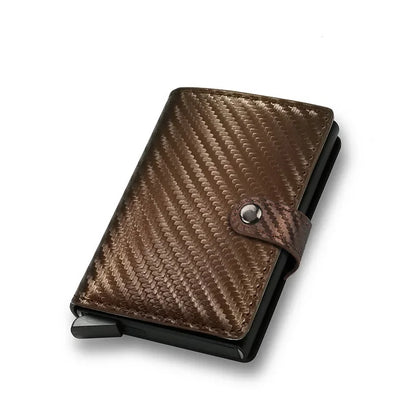 Carbon Fiber Credit Card Holder Wallet Men Rfid Smart Metal Thin Slim Pop Up Minimalist Wallet Small Black Purse Metal Vallet