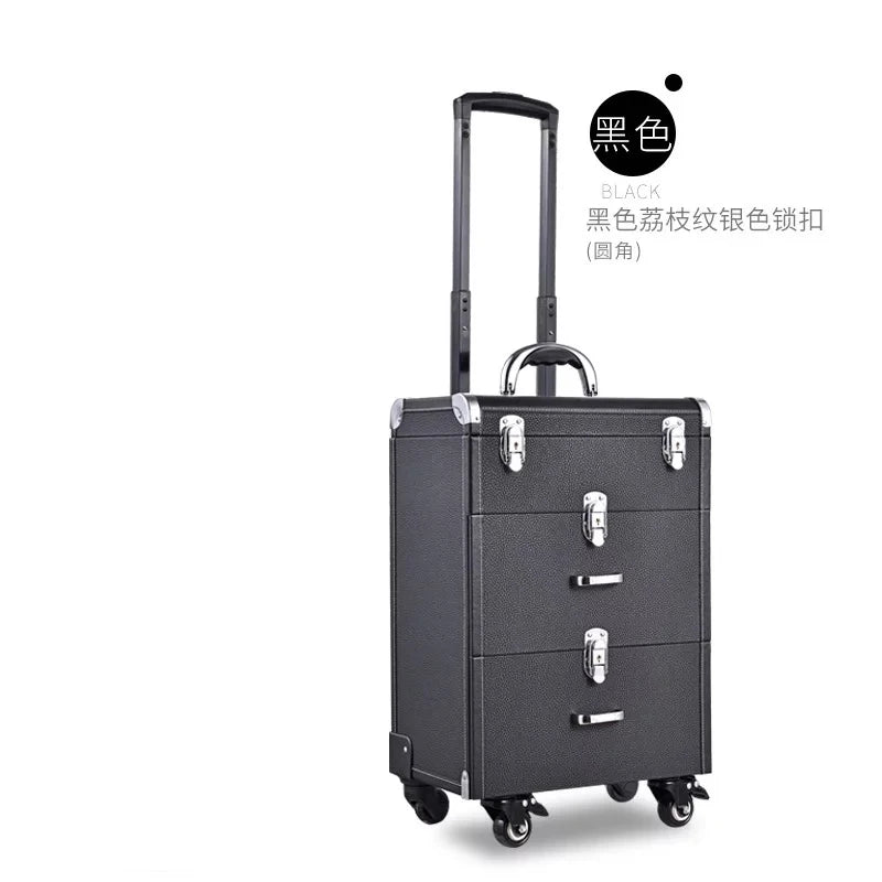 NEW Trolley luggage large Multi-layer Beauty make up bag box Suitcase capacity manicure Cosmetic case multifunct Rolling Luggage