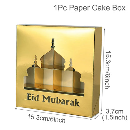 Kotak Hadiah Eid Mubarak Kek Kotak Gula-gula Hiasan Ramadan untuk Rumah 2024 Perlengkapan Pesta Muslim Islam Aidilfitri Ramadan Kareem 