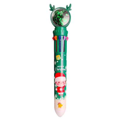 Christmas Ballpoint Pen 10 Color Ball Point Pens Birthday Holiday Stationery All-In-One Colorful Multi-Function Marker Pen