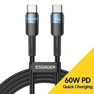 Essager 100W C Ke C Jenis C Kabel USB C PD Pengecas Cepat Kord Wayar Pengecas untuk Macbook Samsung Xiaomi Jenis C Kabel USB C 