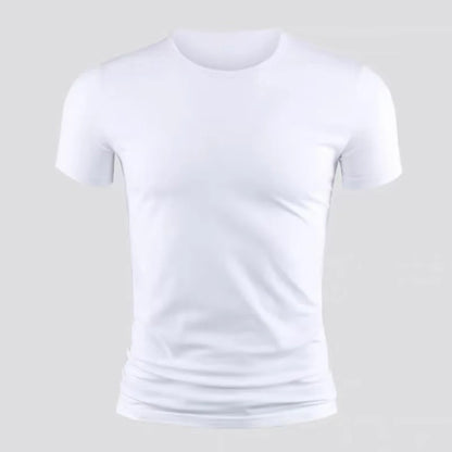 New Men's Short Sleeve T-Shirt Basic Plain Casual Gym Muscle Crew Neck T-Shirts Slim Fit Tops Tee Summer Man Clothing