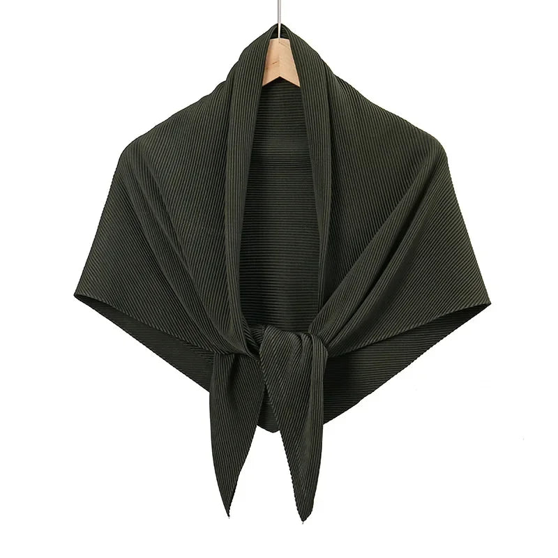 Plain Wrinkle Square Pleated Scarf Satin Shawls Wrap Stole Muslim Hijab 90*90cm Malaysia Kerchief Bandanas Headband Silk Scarves