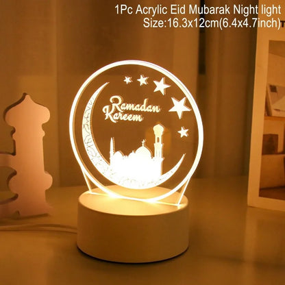 Eid Mubarak 3D Led Lamp Ramadan Night Light Led Moon Star Eid Bedroom Decoration Light Ornament Ramadan Decoration For Home 2024