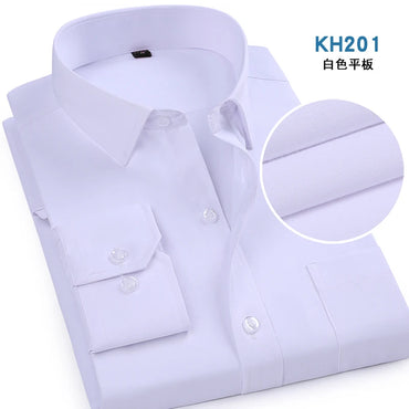 7 Pure Color Office Formal Business Social Work Classic Shirt Longsleeve Shirt for Men Casual Men's White Dress Shirt Black 5618