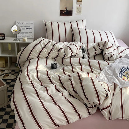 Stripe Bedding Comforter Set with Pillowcase bed sheet Single Full Size Bed Linen Duvet Cover Set Queen/King Double Single Bed