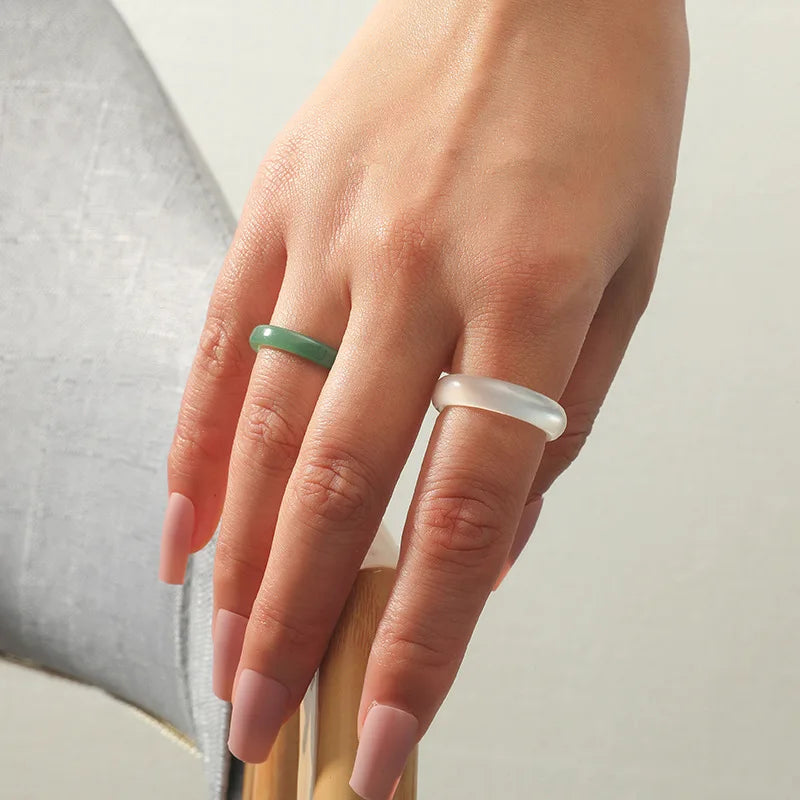 2022 Acrylic Resin Women Ring Set White Green Korean Style Ring Set Vintage Birthday Gift Trendy Geometric Wedding Bands Rings