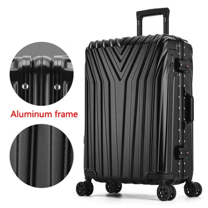 Travel suitcase with spinner wheels Women trolley luggage set 20 inch carry on suitcase 29''high-capacity zip aluminium frame