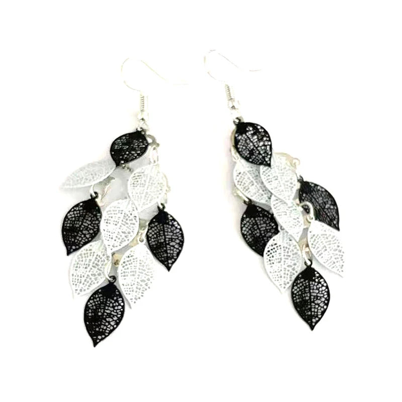 Vintage Hollow Leaves Drop Earrings for Women Bohemian Colorful Long Dangle Earrings 2024 Fashion Jewelry boucle oreille femme