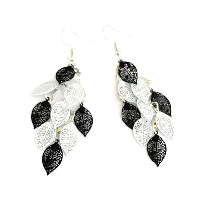 Vintage Hollow Leaves Drop Earrings for Women Bohemian Colorful Long Dangle Earrings 2024 Fashion Jewelry boucle oreille femme