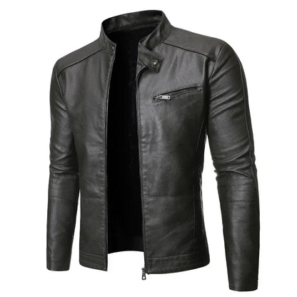 Trend Korean Slim Fit Casual Men's Leather Jacket Motorcycle Jacket New Spring and Autumn Men's Jacket Fashion Leather Jackets