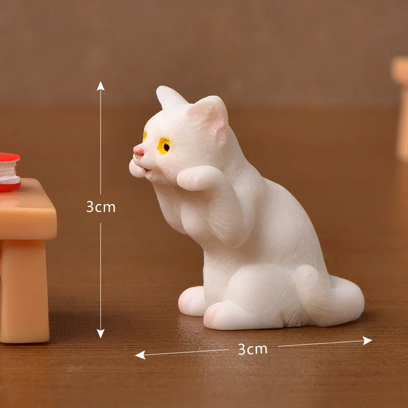 1pcs Resin Cats Ornament Kitten Figurine Animal Miniature Fairy Garden Doll House Decoration DIY Micro Landscape Home Decor