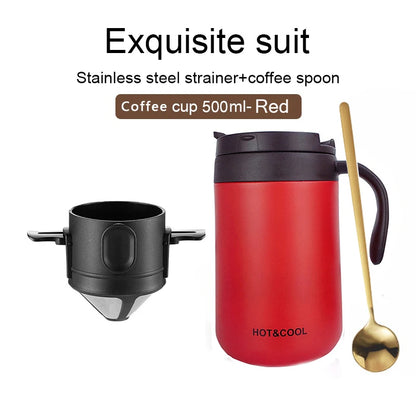 304 Stainless Steel Portable Coffee Filter Drip Coffee Tea Holder Reusable Mug Coffee Dripper Tea Cup Set Coffee Pot Coffeeware