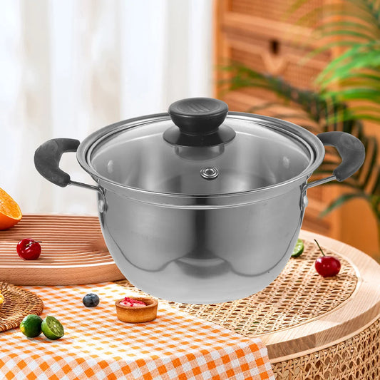 Soup Steamer Stockpot with Lid Cooking Pots Lids Single Layer Silver Stainless Steel Milk Pan Saucepan