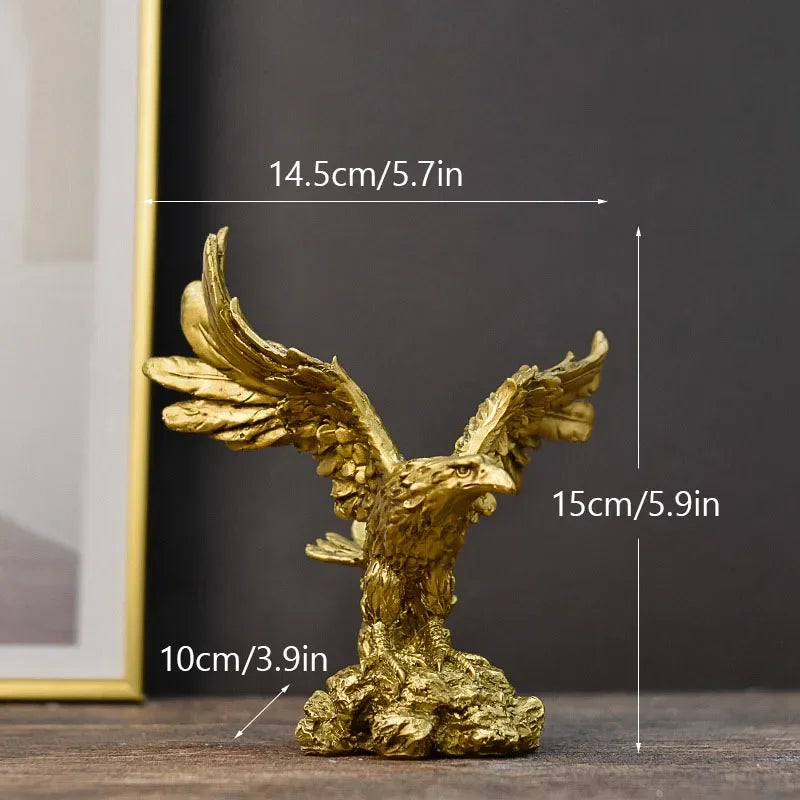 Golden Eagle Resin Ornaments Statue Golden Eagle Sculpture Modern Home Office Figurine Decor Desktop Decoration