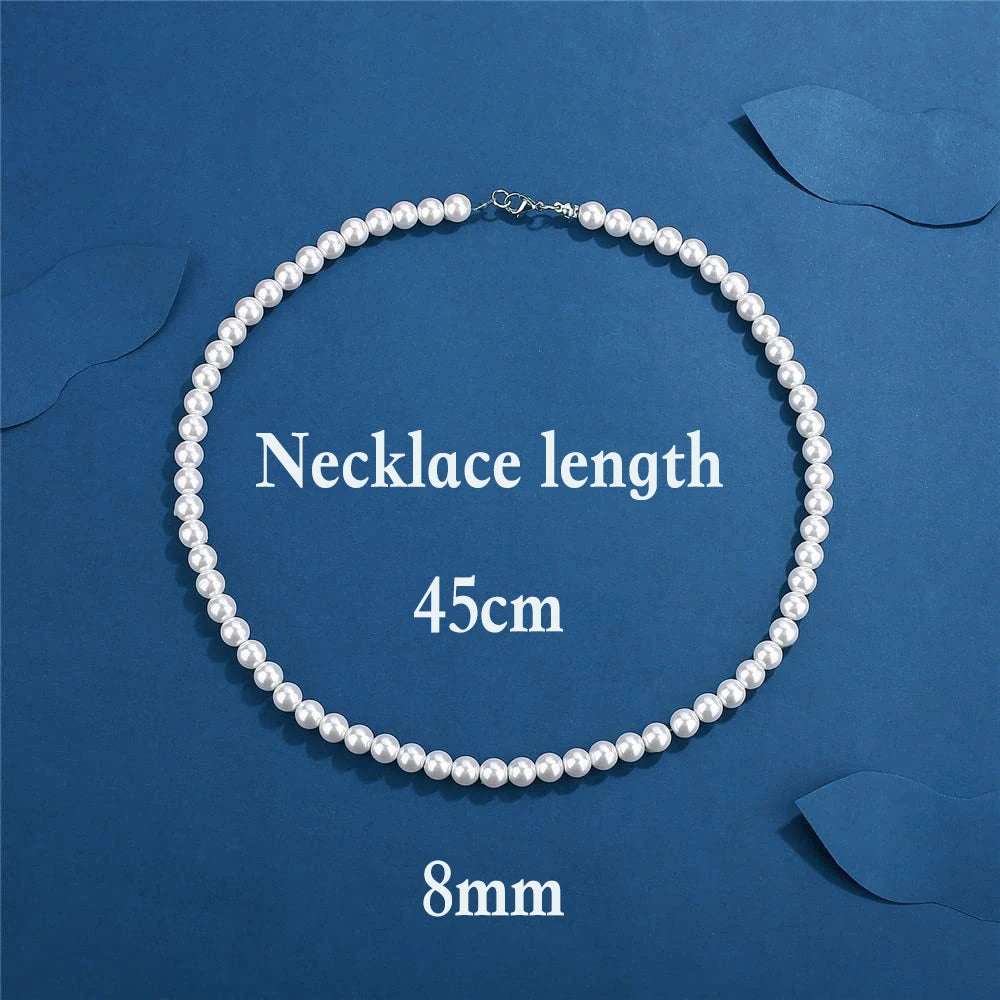 Pearl Necklace Men Simple Handmade Strand Bead Necklace 2024 New Trendy Man Jewelry for Women Girls Wedding Banquet Necklaces