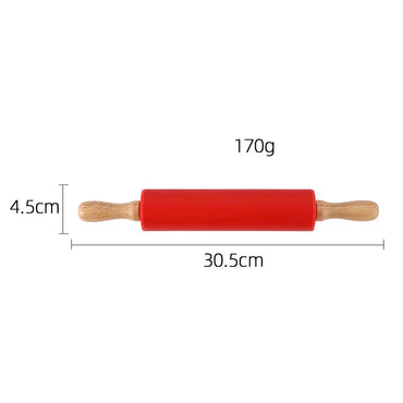Silikon Rolling Pin Rotating Roller Rolling Pin Dapur Pemegang Kayu Rolling Pin Kulit Dumpling Menekan Tepung Stick BakingTool