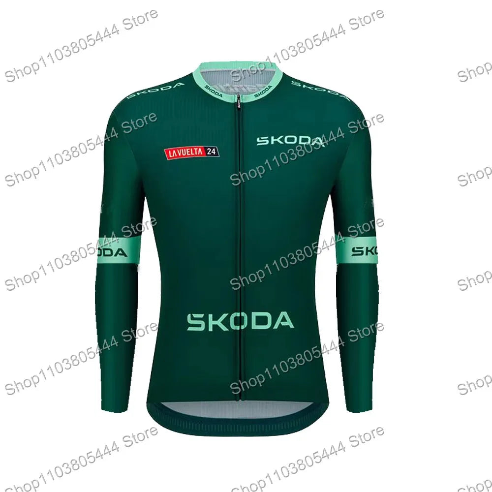 2024 Spain Tour Cycling Jersey Long Sleeve Men TDF Red Green Cycling Clothing Bicycle Tops Road Bike Wear Shirts MTB Uniform