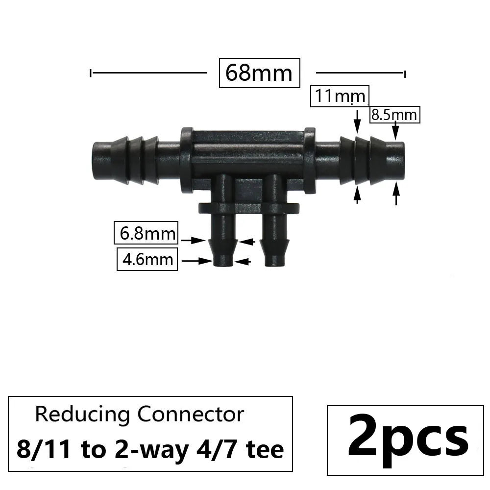 3/8" 8mm Penyambung Hos Taman 8/11 Hingga 4/7 3/5mm Pengurangan Hos Pemisah Air Tee Siku Hujung Palam Titisan Sistem Pengairan 