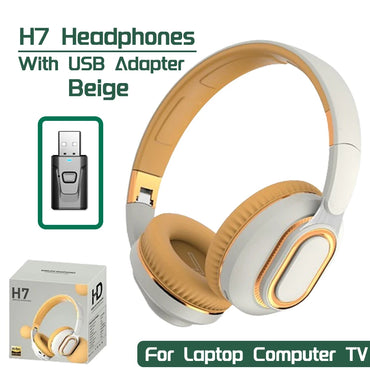 H7 Tv Bluetooth Headphone Wireless Headphone With USB Adaptor Headset Noise Cancelling Stereo Bass Earphone Foldable for TV PC