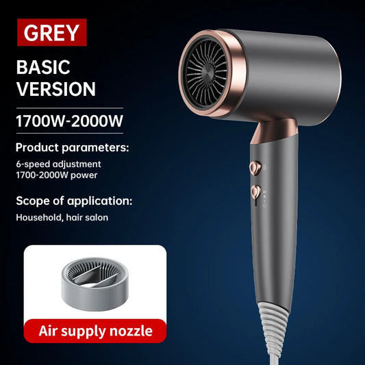 New F80 Professional High Speed Leafless Hair Dryer Hair Salon For Home Straight Hair Negative Ion Bass Noise Reduction