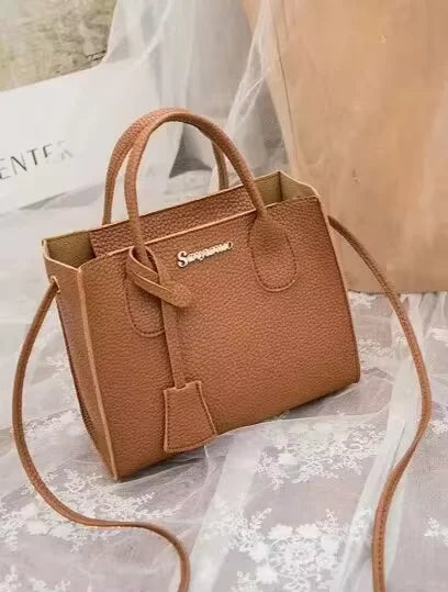 Solid Color Lychee Grain Ladies Handbags Single-shoulder Crossbody Handheld Triple-use Satchel Portable Leisure Bag