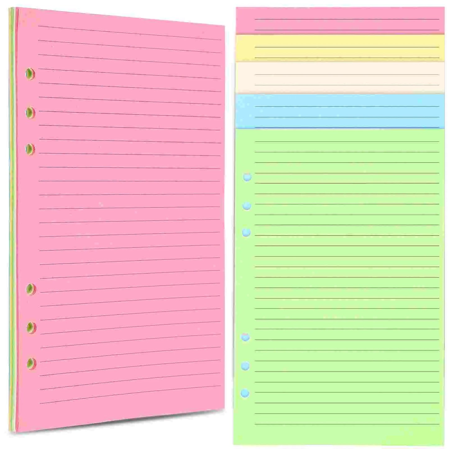 50 Pcs The Notebook Journal Colorful Live Planner Filler Paper Refill Lined A5 Binder 6 Holes Inserts Loose Leaf