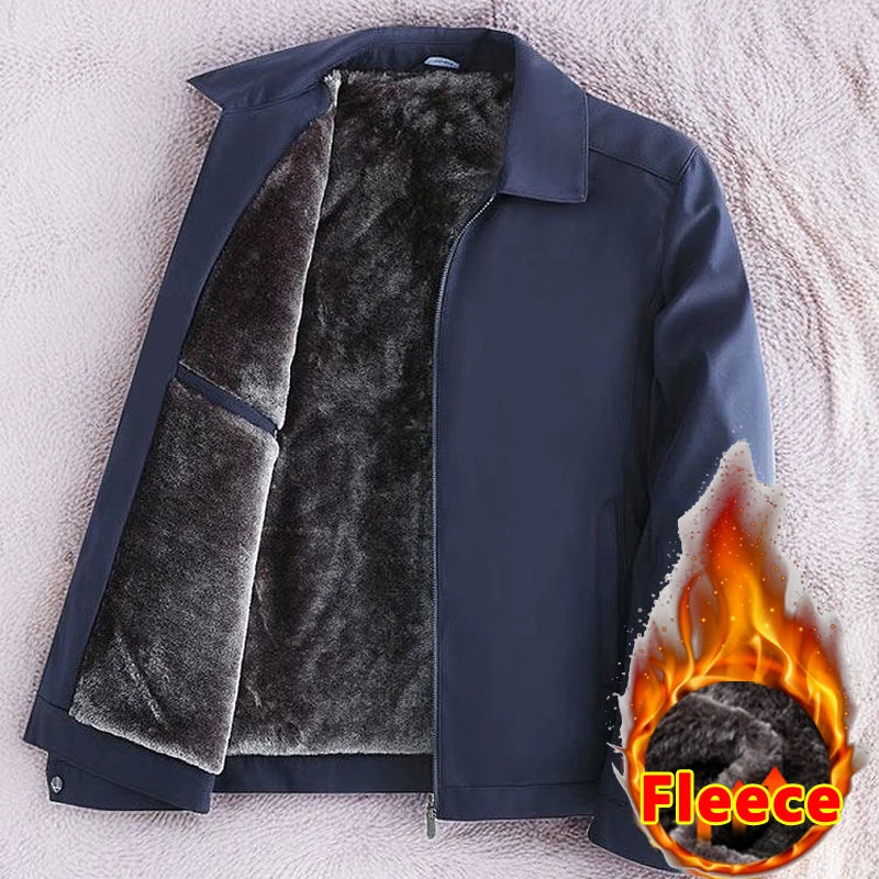 Thick Warm Fleece Lining Jacket Men Winter Solid Color Jackets for Men Casual Outerwear Coat Autumn Luxury Business Jacket Men