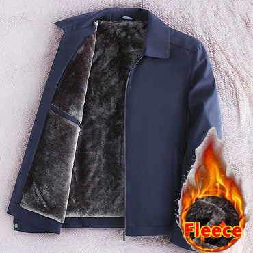 Thick Warm Fleece Lining Jacket Men Winter Solid Color Jackets for Men Casual Outerwear Coat Autumn Luxury Business Jacket Men