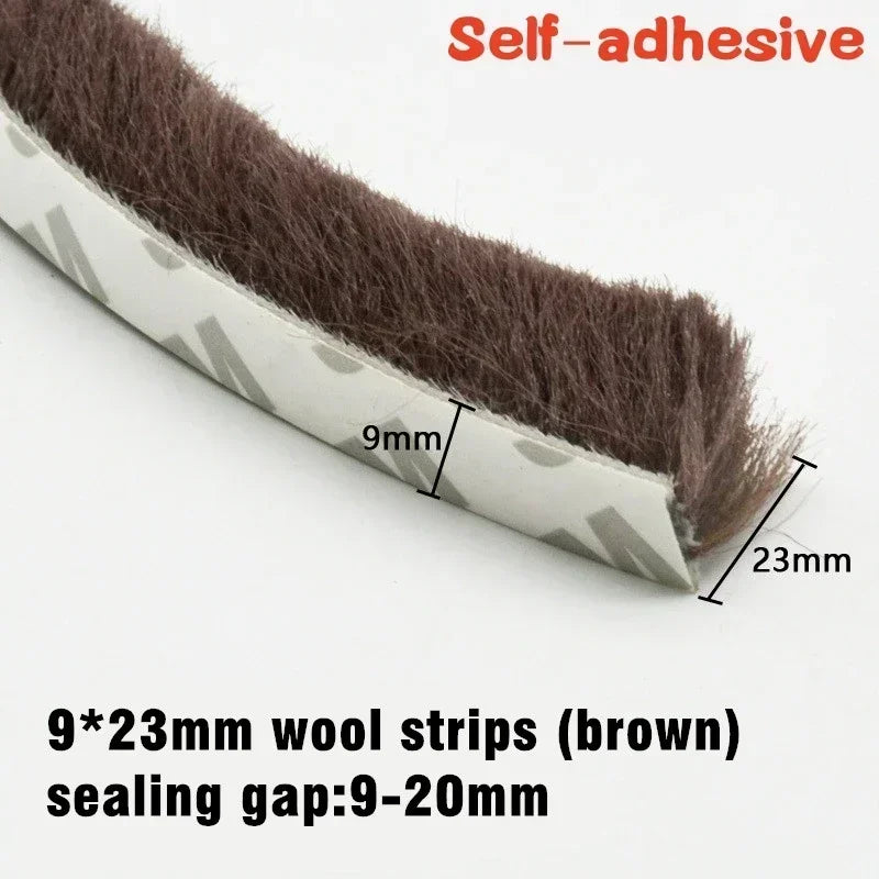 10M  Sealing Brush Strip Aluminium Alloy Door Window Soundproof Weather Stripping Seal for Dustproof Groove Gap Filler Blocker