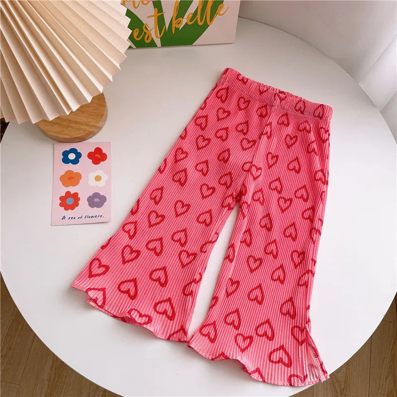 New Girls Summer Loose Anti-Mosquito Trousers Toddler Anti-Mosquito Trousers Printed Straight Trousers Children's Trousers