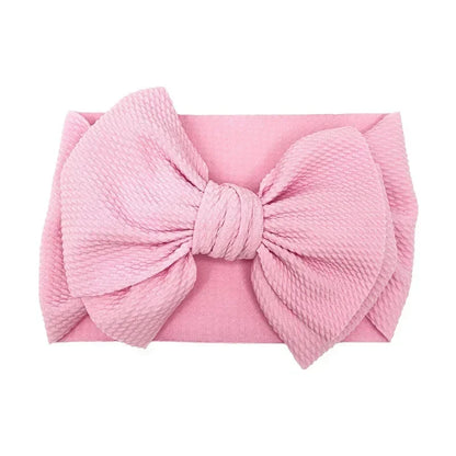 Fashion Handmade Bowknot Elastic Wide Hairband Toddler Solid Color Big Bows Headband Baby Girls Headwear Holiday Gifts